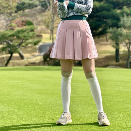 사우스케이* 사이드 스트라이프 플리츠 스커트  (WOMEN)