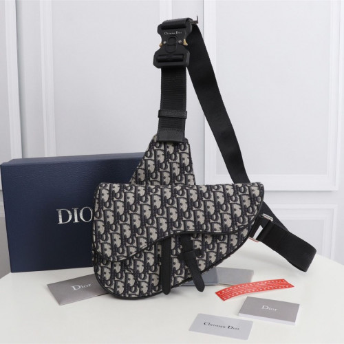 디올(Dior) 남성용 새들백 — 오블리크 자카드