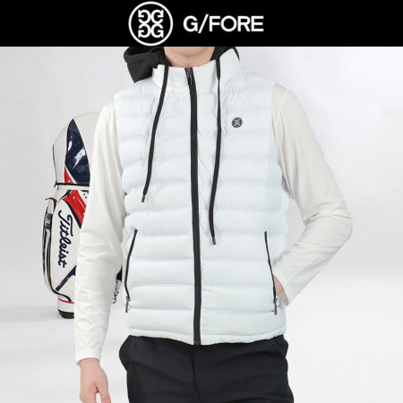 지포. 배색 후드 가로패딩조끼