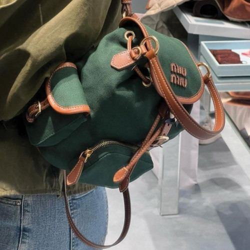 미우미우 캔버스 및 가죽 백팩 #12158