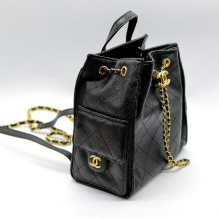 샤넬 25 미디엄 백팩 그레인드 카프스킨 금장 블랙