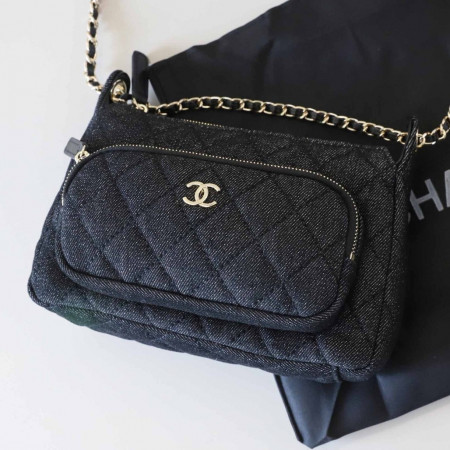 샤넬 [ C*ANEL ] 수입 블랙 데님 체인 숄더백