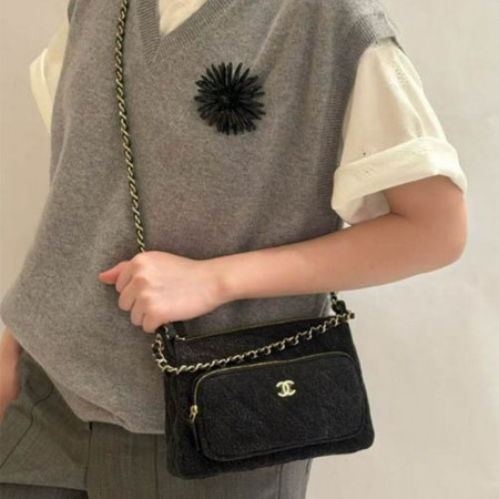 [CHANEL] 샤넬 25C 크루즈 코튼 체인 미니백 #3421