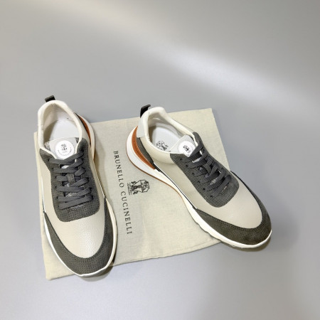 브루넬로 쿠치넬리(Brunello Cucinelli)  남성 레더 트림 스웨이드 스니커즈