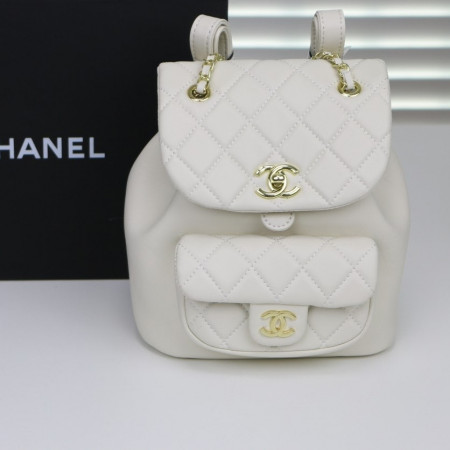 [ CHANEL] 샤넬24SS 듀마 백팩 원포켓 스몰 카프스킨 화이트 #31036 #6255 #1170