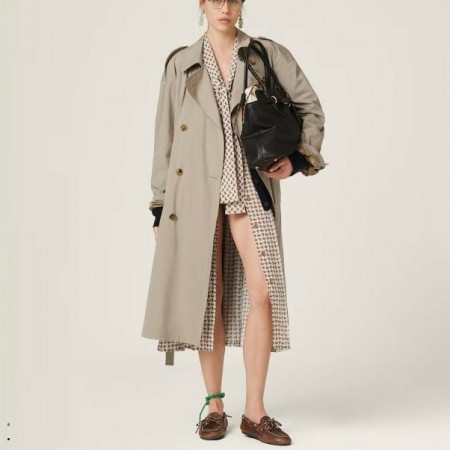 미우미우 [ miu ] 수입 여성 더블브레스트 파나마 코튼 트렌치 코트