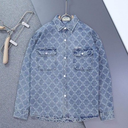 셀린느 트리오페 자카드 데님 셔츠#3389