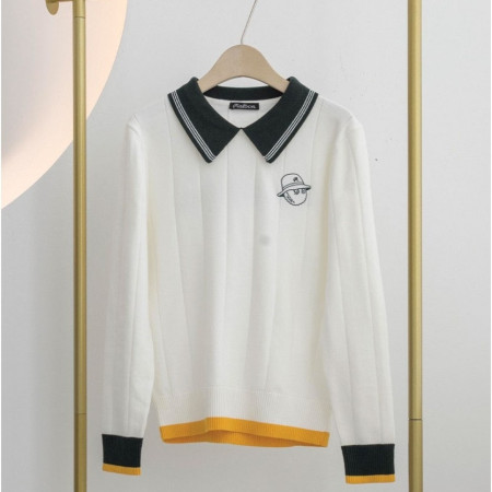 말본 [MALBON] 스트라이프 에리 카라 니트 #12368