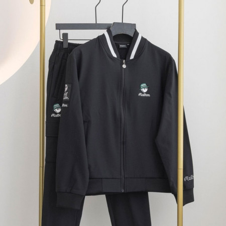 말본 [MALBON] 남성 블랙 스타디움 집업 트레이닝 세트 #12093