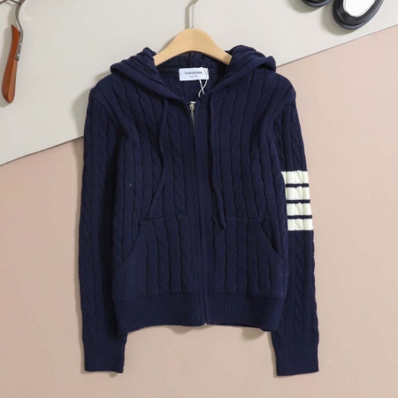 톰브라운 [ THOM ] 수입 4-바 스트라이프 니트 후드 집업