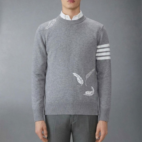 톰브라운 인타르시아 4바 라운드 니트 그레이