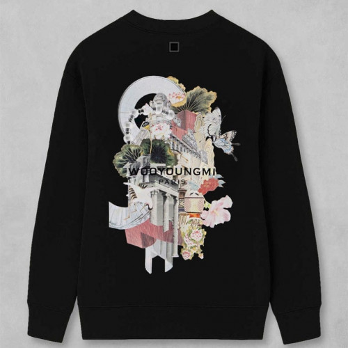 우영미 블랙 시티 그래픽 백로고 맨투맨 티셔츠#2924