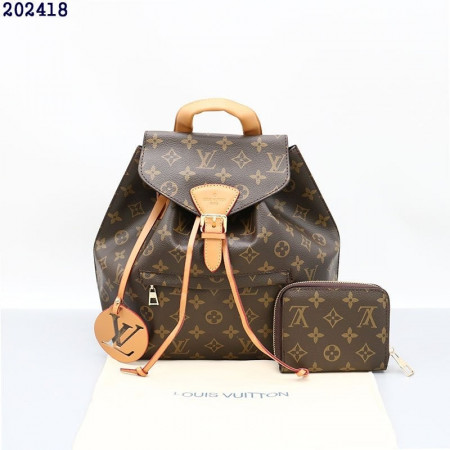 루이비통 모노그램 몽수리 백팩 & 모노그램 지퍼 반지갑 (브라운) #202418
