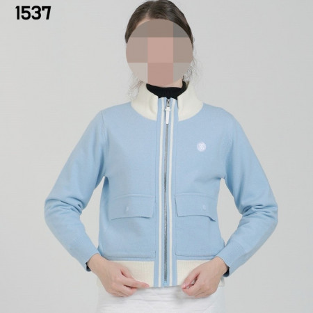 지X어 여자 1537 라인배색 방풍 니트 집업 자켓